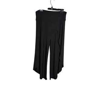 BY JJ Black Asymmetrical Drape Wide Leg Palazzo Pants Women's Size L IT-134